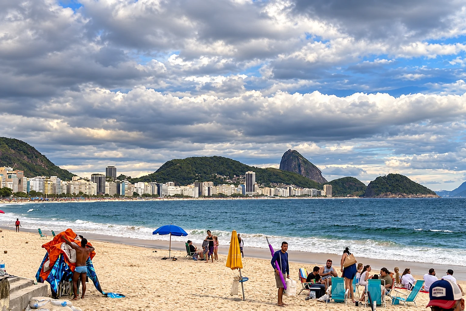 Playa de Copacabana vista desde la arena, imagen editada de otra fecha